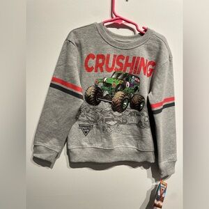 Monster Jam Boys Toddler Gray Sweatshirt “Crushing” Size 5T NWT